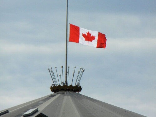 If you notice a flag is not all the way up a pole, it's flying at half-mast and a sign of respect for someone who has died.